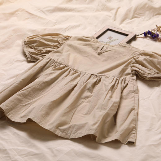 QZ LM19013 女童米色/桔色连衣裙80-120 商品图8