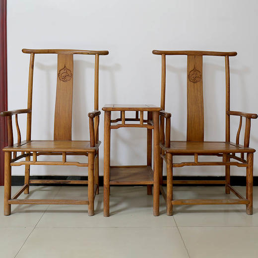 越南黄花梨香枝木四出头官帽椅3件套北京东方神龙