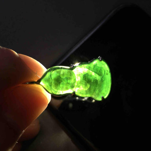 冰种墨翠宝宝佛18k白金镶嵌 商品图6