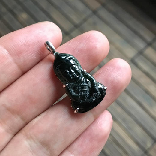 冰种墨翠宝宝佛18k白金镶嵌 商品图5