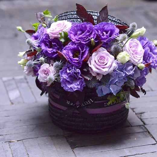 神秘紫色系草编篮花盒 商品图4