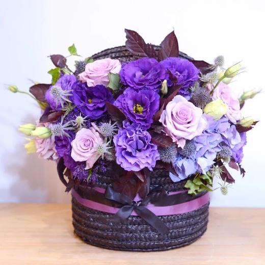 神秘紫色系草编篮花盒 商品图2