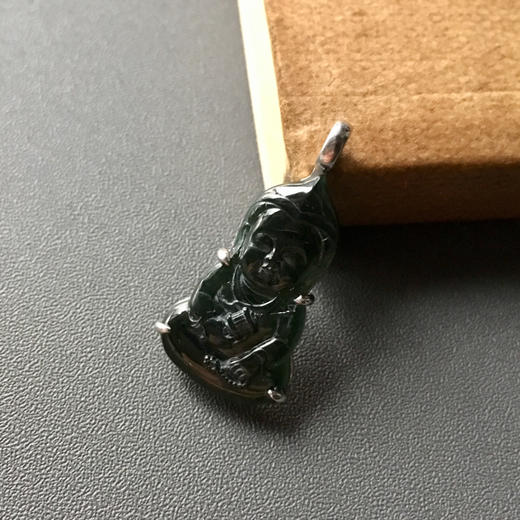 冰种墨翠宝宝佛18k白金镶嵌 商品图0