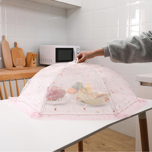 新品宏派高级绣花布蕾丝食物罩可折叠食品罩 TZW 商品图1