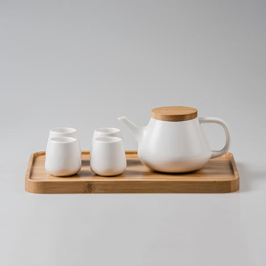 《蕴》 | 亮光白瓷，光泽细腻 | 1茶壶+4茶杯+1茶盘 茶具套装 商品图0