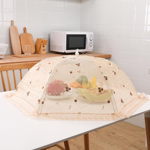 新品宏派高级绣花布蕾丝食物罩可折叠食品罩 TZW 商品图0