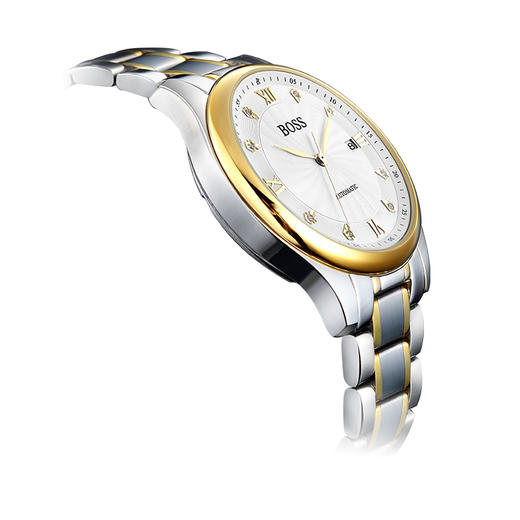 boss手表观察家系列商务经典复古镶钻男士钢带机械腕表b0543518