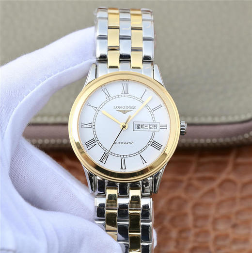 浪琴军旗系列双历L4.899.4.12.6尺寸38.5mm.中英文星期日历双显示.也可选择德文英文显示，正品一样的ETA2836-2机芯 商品图0