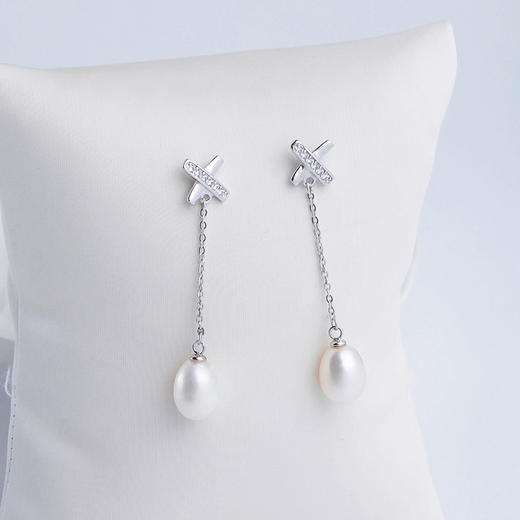 SH-SH-21韩国气质百搭精致珍珠925纯银森系流苏长款耳钉 TZW 商品图2