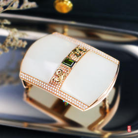 【奢华】18k玫瑰金和田玉（白玉）镶钻皮带扣