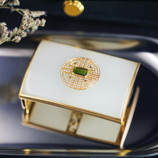 【奢华】18k黄金和田玉（白玉）镶钻皮带扣 商品图3