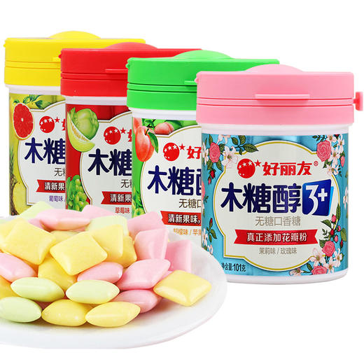 好丽友木糖醇口香糖101g大瓶装桶装玫瑰味茉莉花味组合装代糖无糖【青清海小店】 商品图0