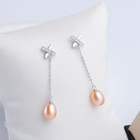 SH-SH-21韩国气质百搭精致珍珠925纯银森系流苏长款耳钉 TZW