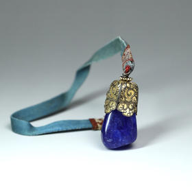 清代原装琉璃仿青金石朝珠坠角