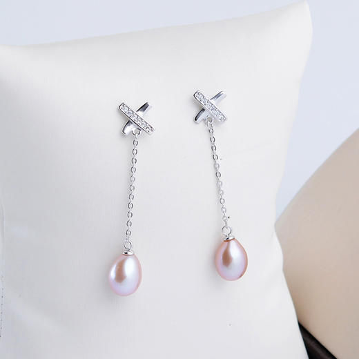 SH-SH-21韩国气质百搭精致珍珠925纯银森系流苏长款耳钉 TZW 商品图1