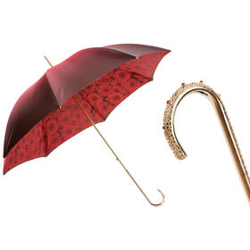 意大利手工奢华伞具PASOTTI轻奢红色玫瑰晴雨两用遮阳伞防晒伞
