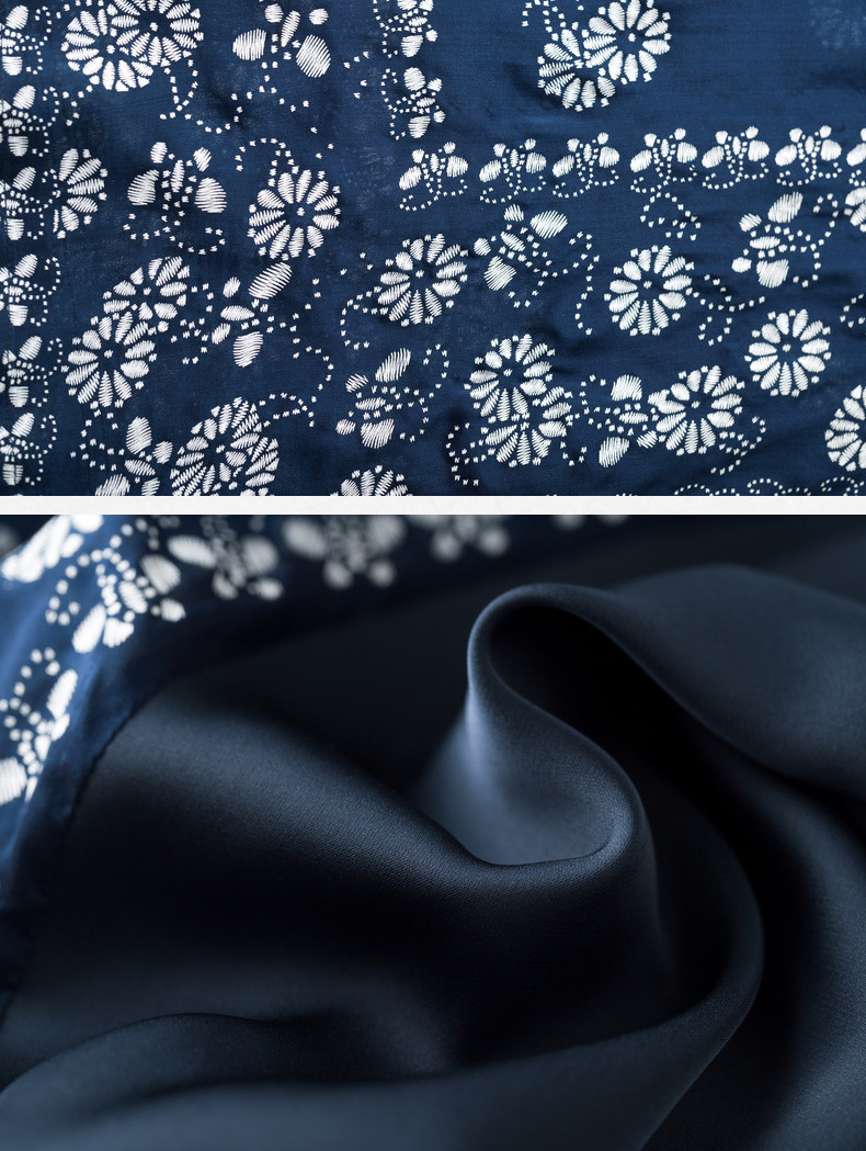 m码林栖推荐蓝印花布系列气质休闲百搭衬衣生活在左夏季新款圆领印花