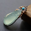 高冰种淡晴水福至心灵之双龙戏珠18k玫瑰金绿松石镶嵌 商品缩略图1