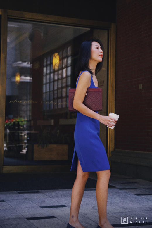 AtelierMissLu / Diana 皇家蓝方领修身连身裙 商品图2