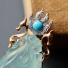 高冰种淡晴水福至心灵之双龙戏珠18k玫瑰金绿松石镶嵌 商品缩略图4