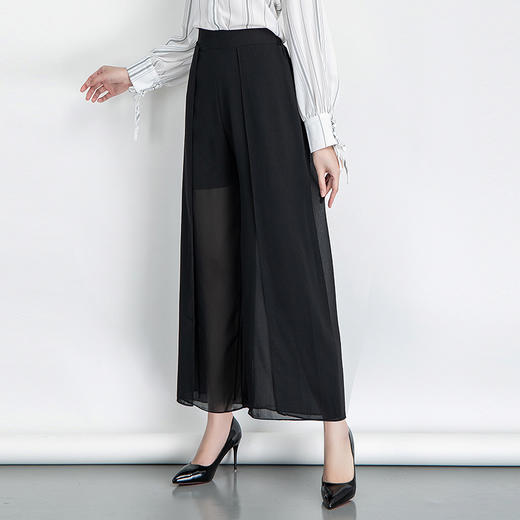 MQ  17581904垂感宽松高腰雪纺阔腿裤 商品图3