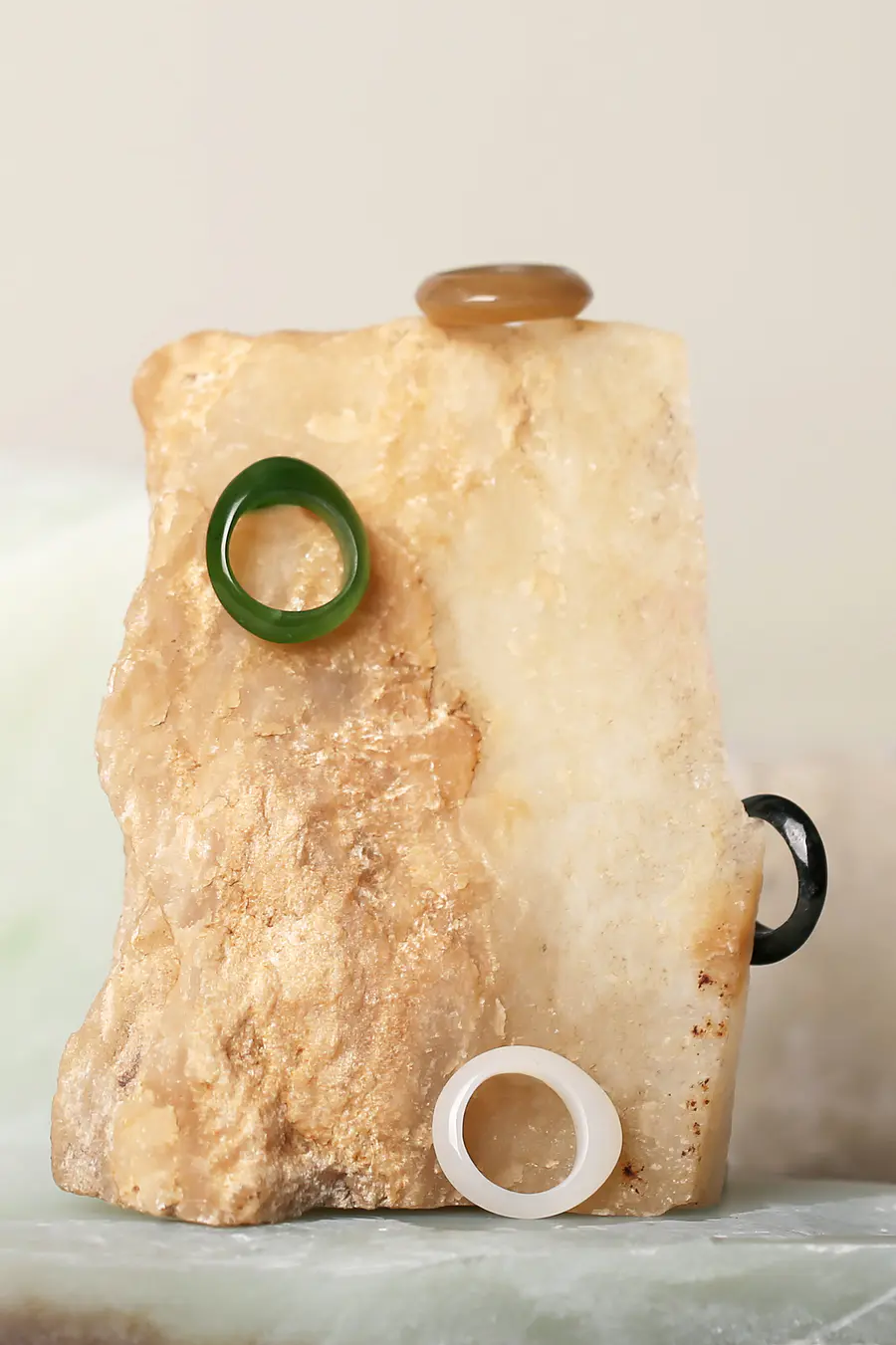 Wood 木涟漪和田碧玉戒指