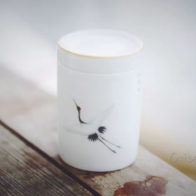 景德镇全手工瑞鹤茶叶罐