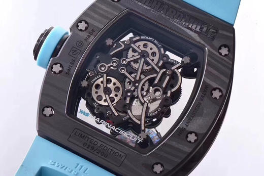 KV 理查德·米勒RICHARDMILLE最强版RM055巴巴沃森.蒂芙尼蓝阿布扎比赛道特别纪念版强势出击❷碳纤维款上下表壳以NTPT碳纤维材料组合 商品图8
