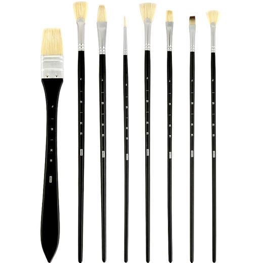 米娅水粉笔 猪鬃水粉笔 勾线笔扇形笔笔刷 一笔一世界8支套装 商品图1