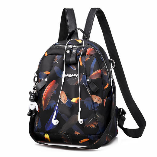 QY-双肩女包韩版时尚牛津布印花羽毛背包 TZW 商品图4