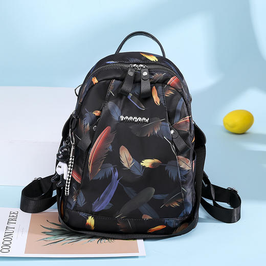 QY-双肩女包韩版时尚牛津布印花羽毛背包 TZW 商品图3