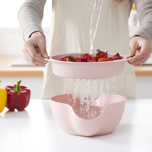 【双层可分离果盘】新年塑料懒人果盘 瓜子水果沥水盘创意家居用品 商品图0