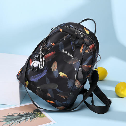 QY-双肩女包韩版时尚牛津布印花羽毛背包 TZW 商品图2