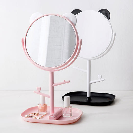 【萌宠卡通大号】旋转化妆镜台式梳妆镜带托盘化妆小镜子公主镜 商品图0