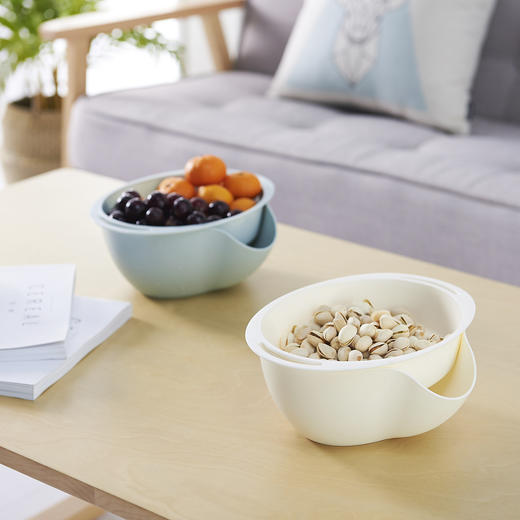 【双层可分离果盘】新年塑料懒人果盘 瓜子水果沥水盘创意家居用品 商品图3