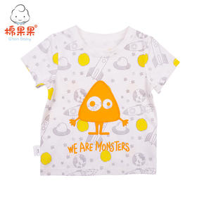 棉果果夏季 男童氨棉汗布满印套头T恤M212140219271