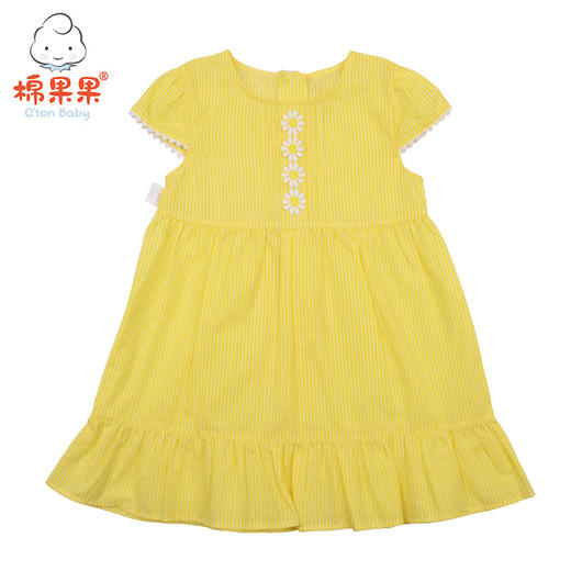 棉果果夏季女童纯棉梭织条纹短袖连衣裙M222701219262 商品图0
