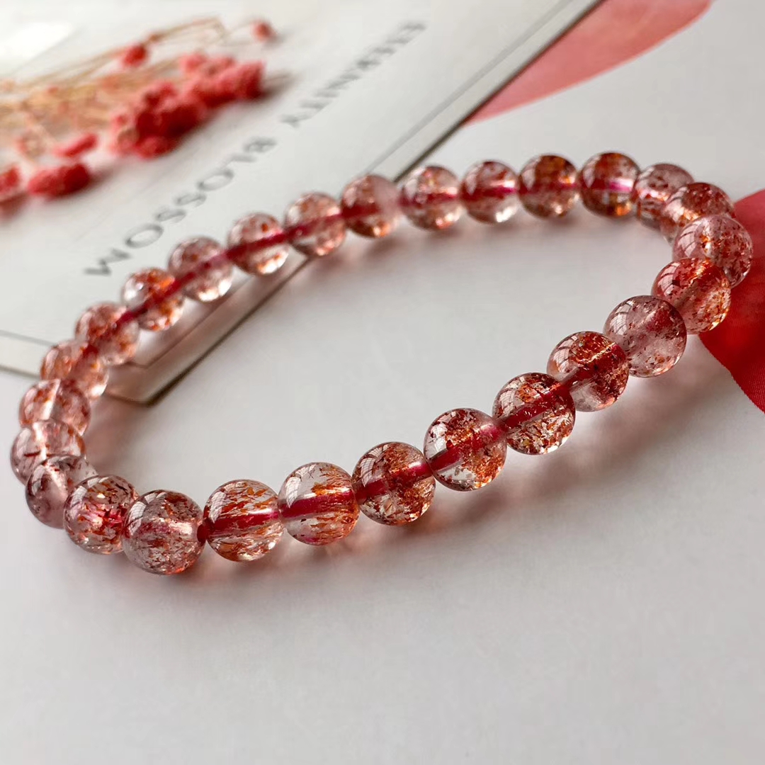 63mm107克天然超七金草莓晶单圈手链