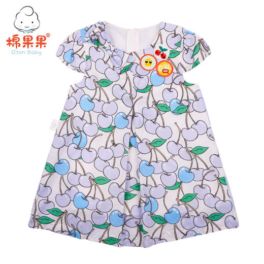 棉果果夏季女童纯棉梭织樱桃短袖连衣裙M222701219261 商品图1
