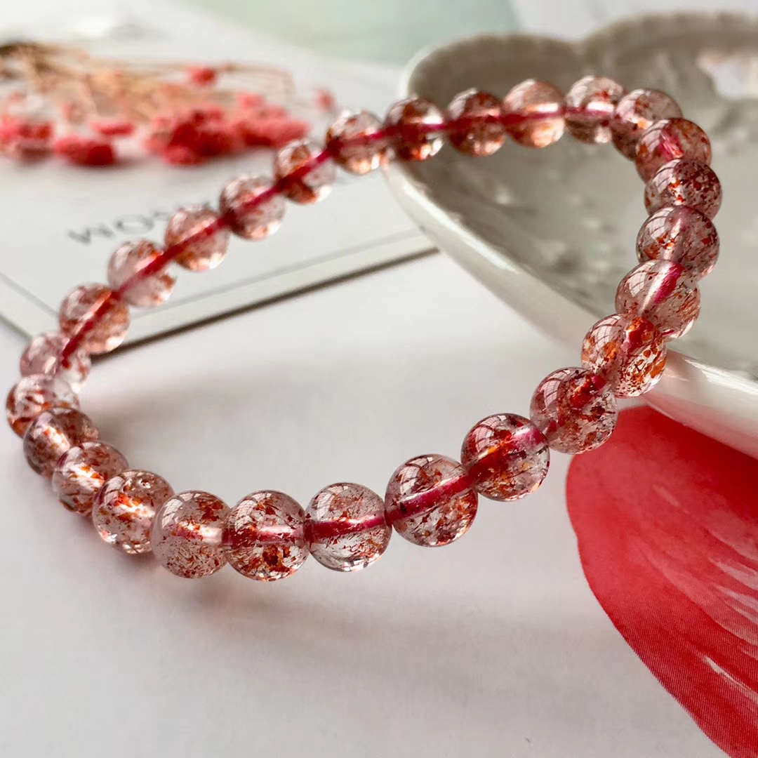 63mm107克天然超七金草莓晶单圈手链