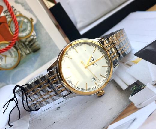 天梭t085石英情侣钢带对表