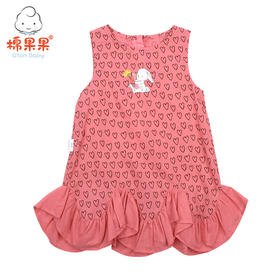 棉果果夏季女童无袖飞摆连衣裙M222702219325