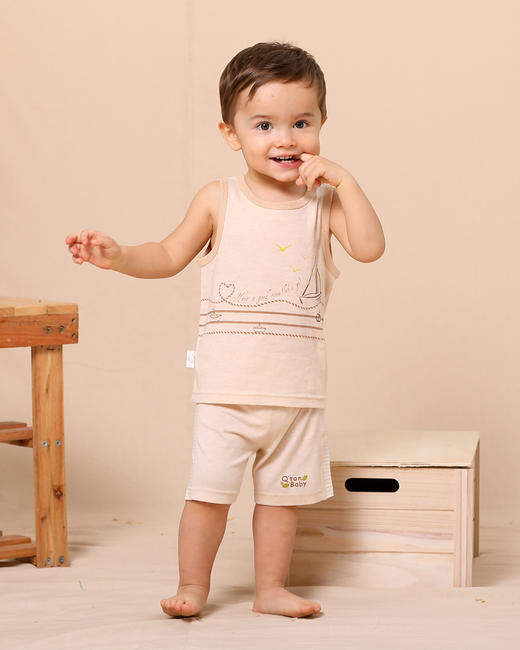 棉果果夏季新疆彩棉纯棉男童女童帆船印花背心M201170119214 商品图2