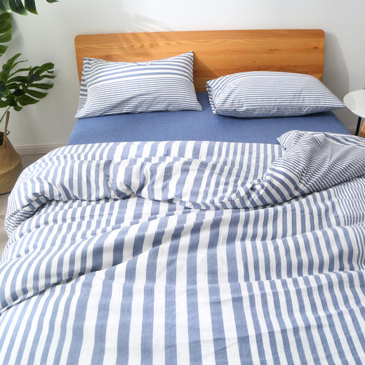 老米优品 / 无印工厂直供 水洗棉渐变条纹VS渐变格纹，百昏百水洗棉四件套床品！ 商品图11