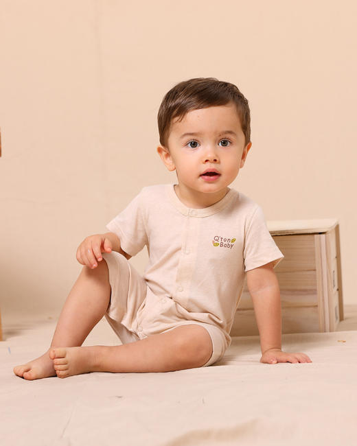 棉果果夏季新疆彩棉纯棉男童女童短袖对开连体衣连身衣哈衣M201722119209 商品图2