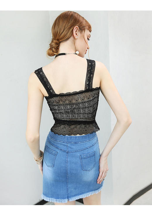 韩版菱形蕾丝抹胸裹胸 打底防走光抹胸短款吊带背心 商品图3