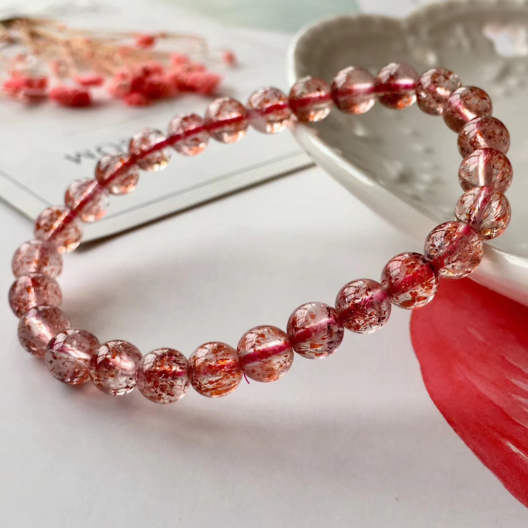 63mm107克天然超七金草莓晶单圈手链