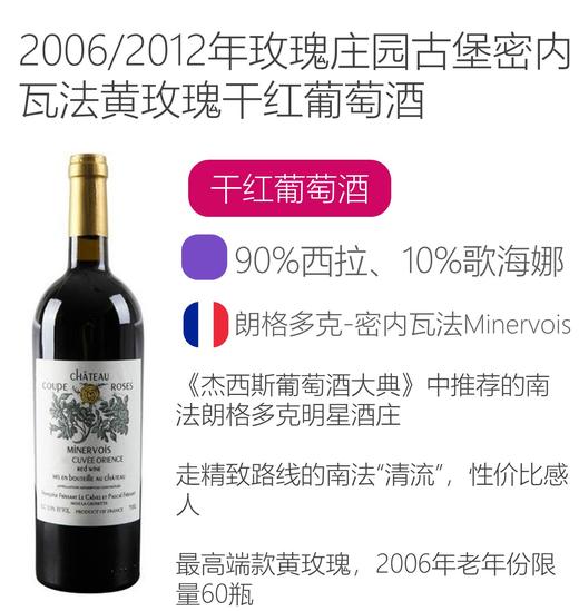 2006/2012年玫瑰花园古堡-珍爱黄玫瑰干红葡萄酒Chateau Coupe Roses Minervois Orience Red Wine 2006/2012 商品图0