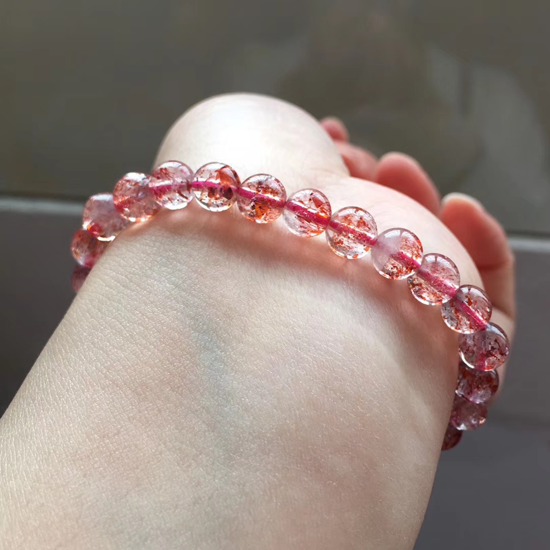 63mm107克天然超七金草莓晶单圈手链