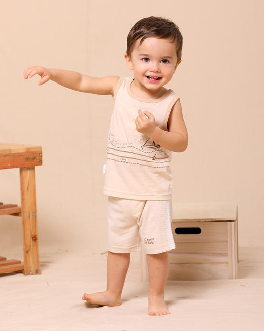 棉果果夏季新疆彩棉纯棉男童女童帆船印花背心M201170119214 商品图3